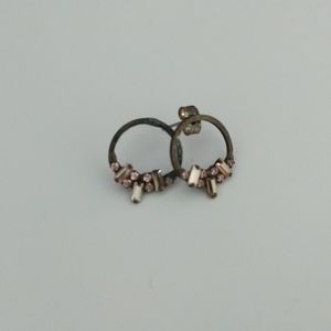 Anthropologie pink crystal stud circle earrings